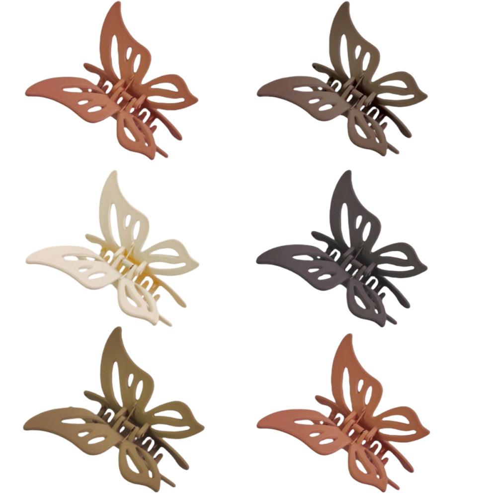 Solid Color Frosted Hollow Butterfly Hair Claw Clip Women Girls Back Head Hair Clip Barrettes Fashion Acrylic Bath Clip Headdres