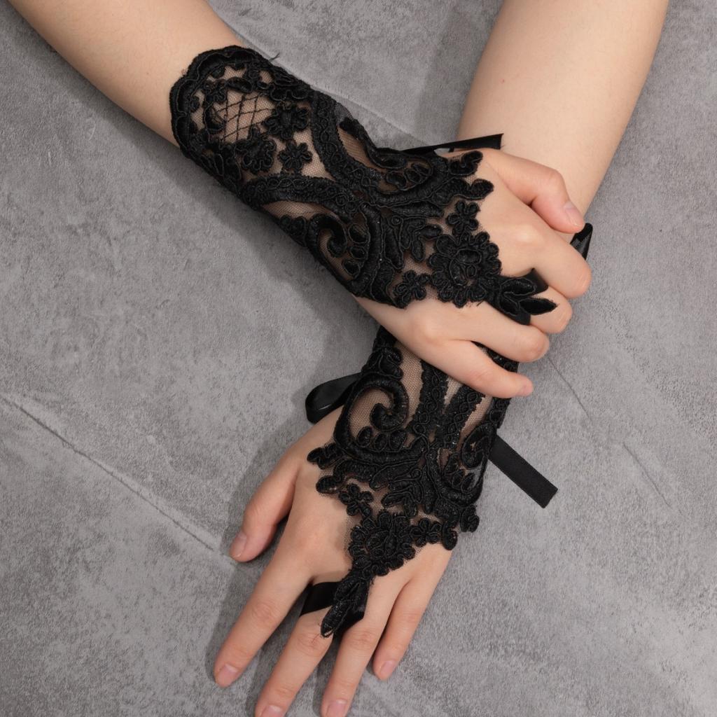 Women Wedding Fingerless Gloves Lace White Black High Quality Wedding Gloves Mittens Accessory Girl Party Sexy Gloves Guante