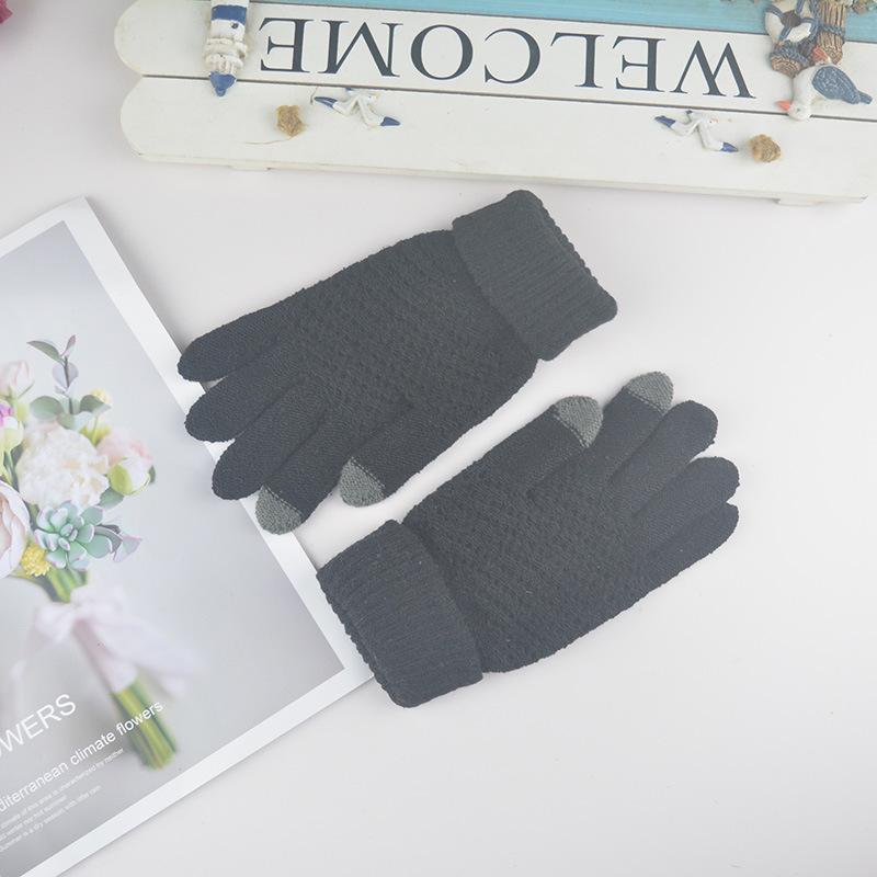 Cycling Cold-proof and Warm Fleece Thickened Touch-screen Knitted Wool Gloves