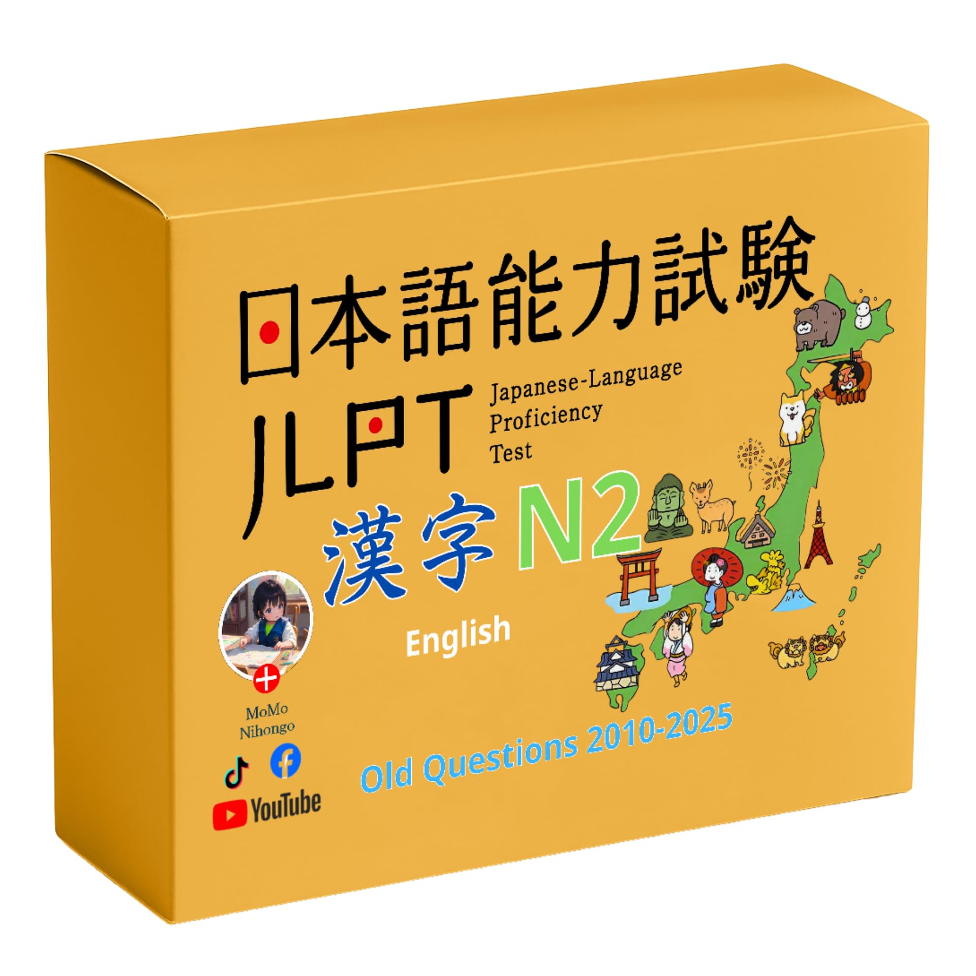 MoMo Nihongo Kanji Flashcards N2 Comprehensive Set JLPT Exam 2010-2025 English Edition