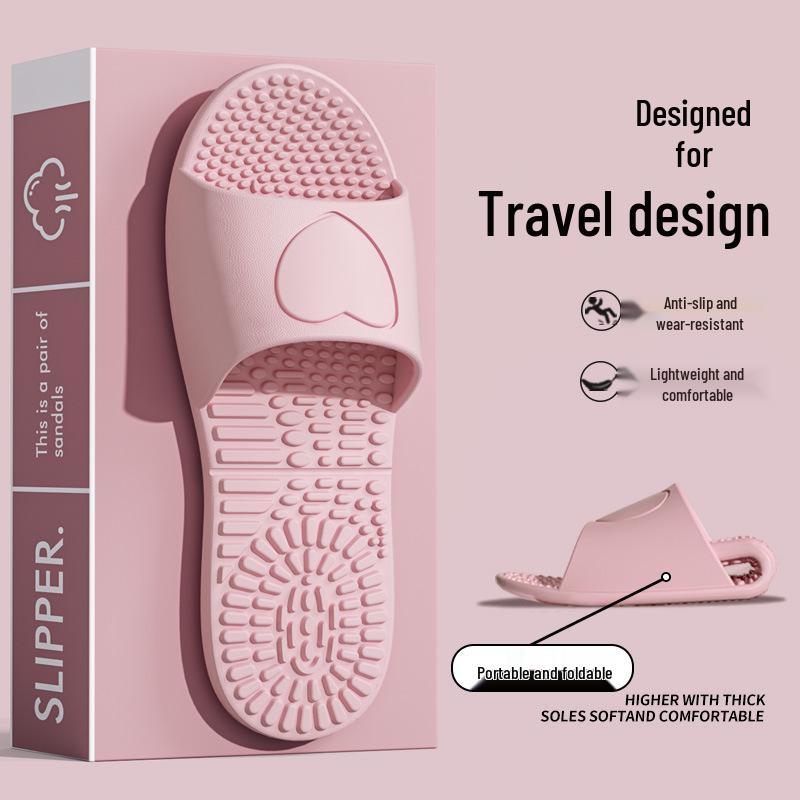 Women's Minimalist Foldable EVA Bathroom Slippers - Silent, Odor-Resistant, Anti-Slip for Travel & Hotel Use