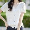 NaVaVa Men S Cool Punching V Neck Short SleeVe Knit Cardigan Nk3051