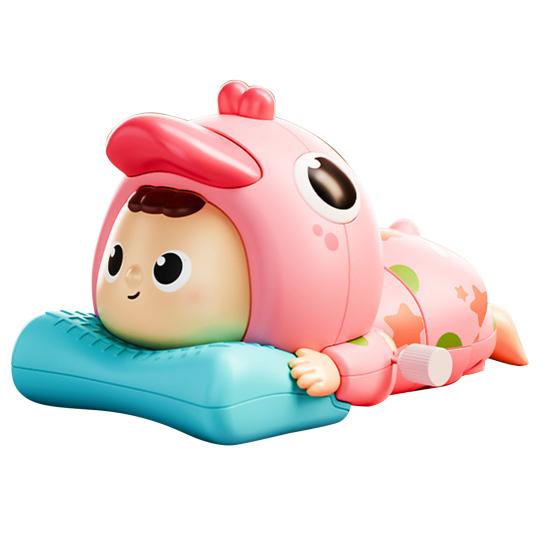 Yousheng Заводная Животная Одежда Детская Игрушка Для Ползания Малышей Учебные Часы Заводная Игрушка Образовательная Мультяшная Интерактивная Игрушка для Малышей Мальчики Девочки розовый