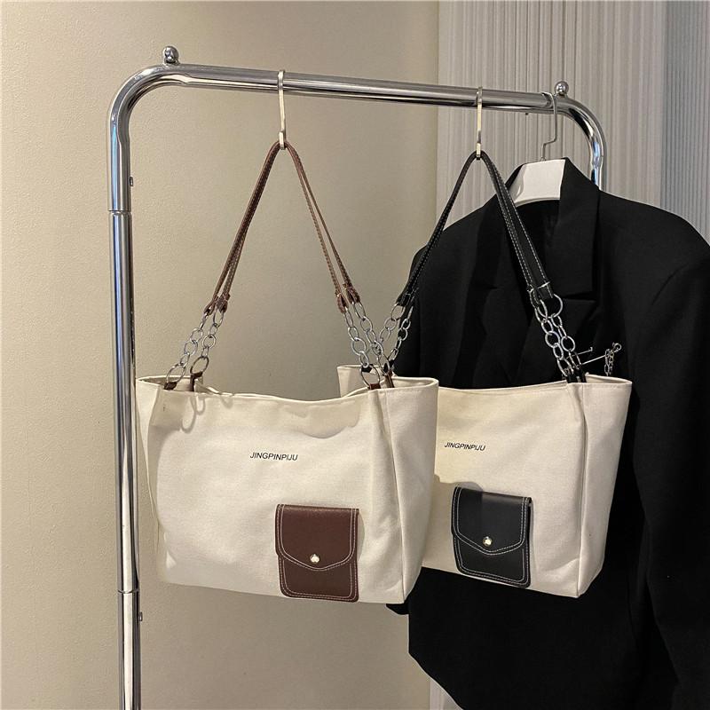 Canvas bag women's large capacity 2025 new early autumn casual shoulder bag texture class tote bag