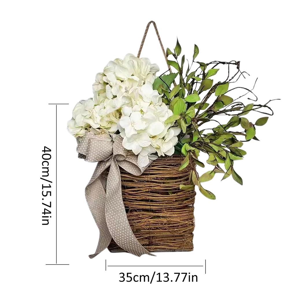 Künstlicher lila Lavendelkranz-Anhänger, weiße Wildblumen, Tür-Hängekorb, Ornamente, Geschenke, Heimdekoration für Veranda, Bauernhaus