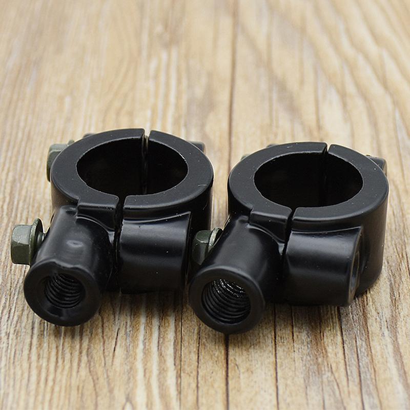 2 Adet 22Mm Gidon 10Mm 8Mm Dişli Üniversal Motosiklet Ayna Montaj Kelepçesi Dikiz Aynası Tutucu Adaptör Siyah Kelepçe Tabanı
