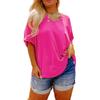 American Shiying Summer New Solid Loose Plus size Short sleeve T-shirt Women 202 500 Match V neck pullover Women