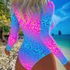 European Beautiful Women's One-piece Swimsuit Printed Long-sleeved Sunscreen Beach Explosion Swimsuit Women