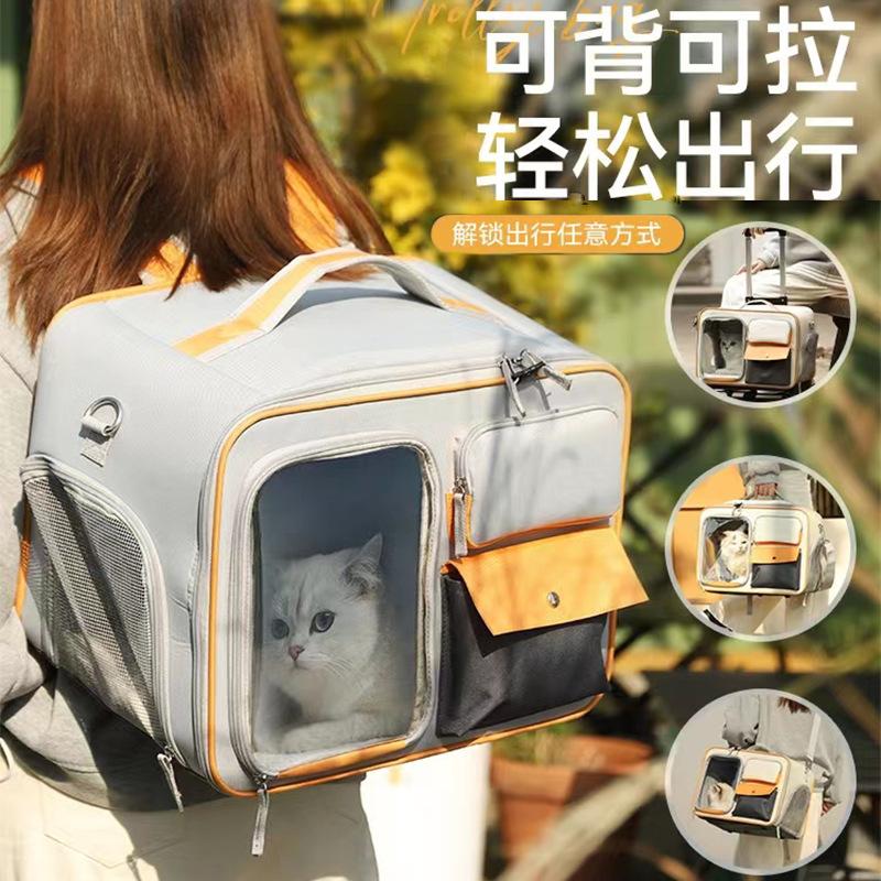 Borsa da Viaggio Portatile per Animali Domestici per Gatti e Cani Piccoli con Manico a Trolley Design Anti-Stress Elevata Estetica Zaino per Gatti per