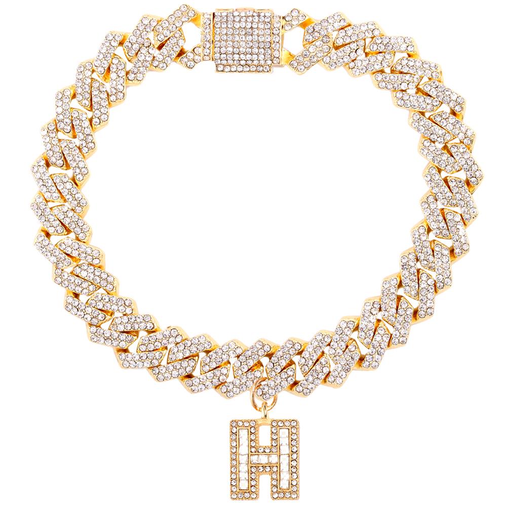 Bling Iced Out A-Z Letter Initial Cuban Link Chain Anklets For Women Hip Hop Chunky Cuban Anklet Bracelet Beach Barefoot Jewelry