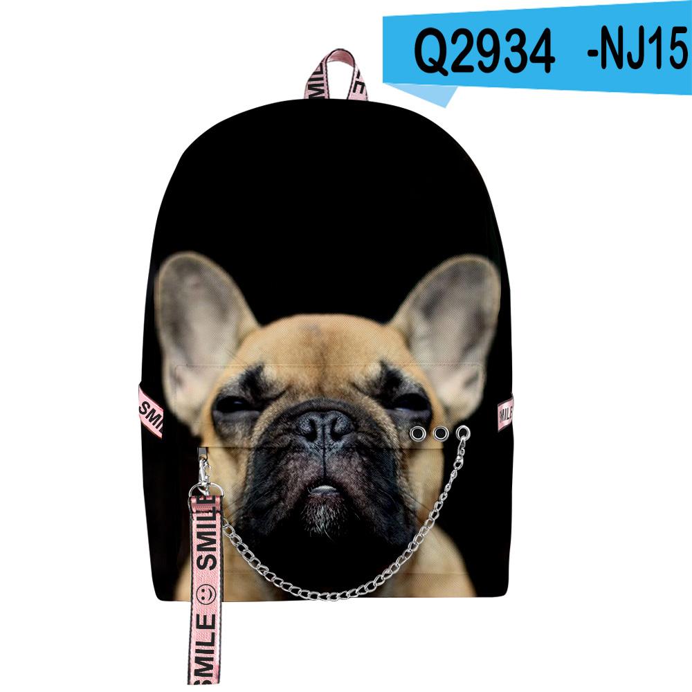 Classic Novelty Lovely French Bulldog School Bags Unisex 3D Print Oxford Waterproof Notebook multifunction Travel Backpacks