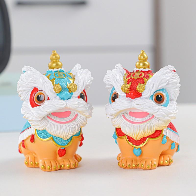 1 Stück festliche Löwentanz-Dekoration im chinesischen Stil für Schreibtisch, Wohnzimmer, TV-Schrank, Weinschrank, Eingangsbereich, hochwertiges Ambiente, elegant