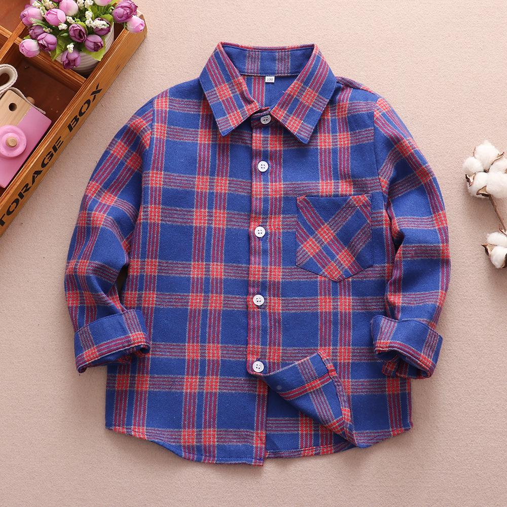 Spring 2025 Boys' Long Sleeve Plaid Korean Style Casual Shirt for Inner and Outer Wear