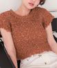Titibait Pokopoko Shirred Sheer Top AFXP4324 Free Size Brown Women's