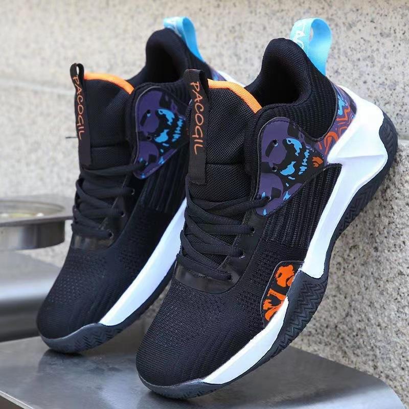 

Мужская обувь лето новая спортивная обувь дышащая сетка баскетбольные кроссовки на шнуровке студенческие кроссовки для бега баскетбольные кроссовки 44 чёрный