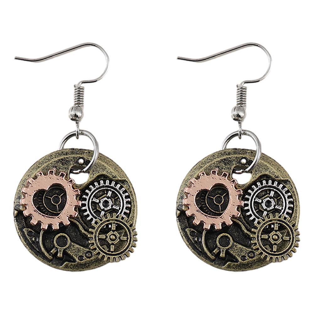 Retro Punk Style Mechanical Gear Earrings Steam Diy Movement Earrings золотой