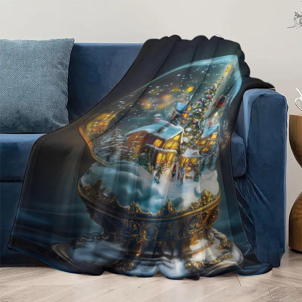 Tuniu Winter-Weihnachtsszene Fleece-Decke Sofa Bett Zimmer Dekorativer Überwurf