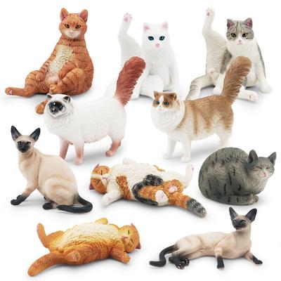 10 Simulierte Tierfiguren Katze Fauler Oranger Kater Siamkatze Muppet-Katze Schwarze Katze Blumenkatze Schreibtischverzierung Spielzeug