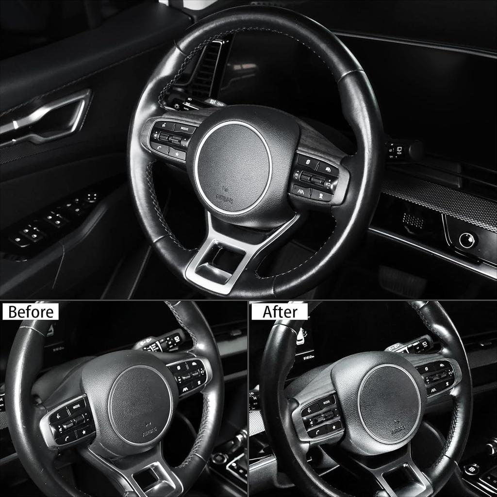 Steering Wheel Button Panel Cover Interior Steering Handle Button Frame Protective Sticker Compatible with Kia Sportage 2023-2025 Accessories (Wood