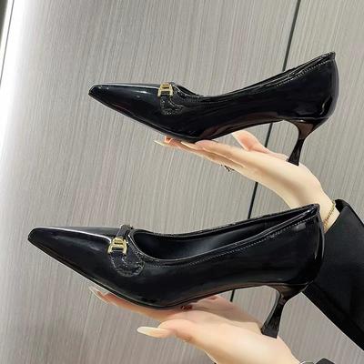 Neuer Stil Spitzschuhe Mittelhohe Absätze Damen Schuhe Sexy Flache Designer Pumps Herbst Modische Marke Kleid Party Laufschuhe Femme