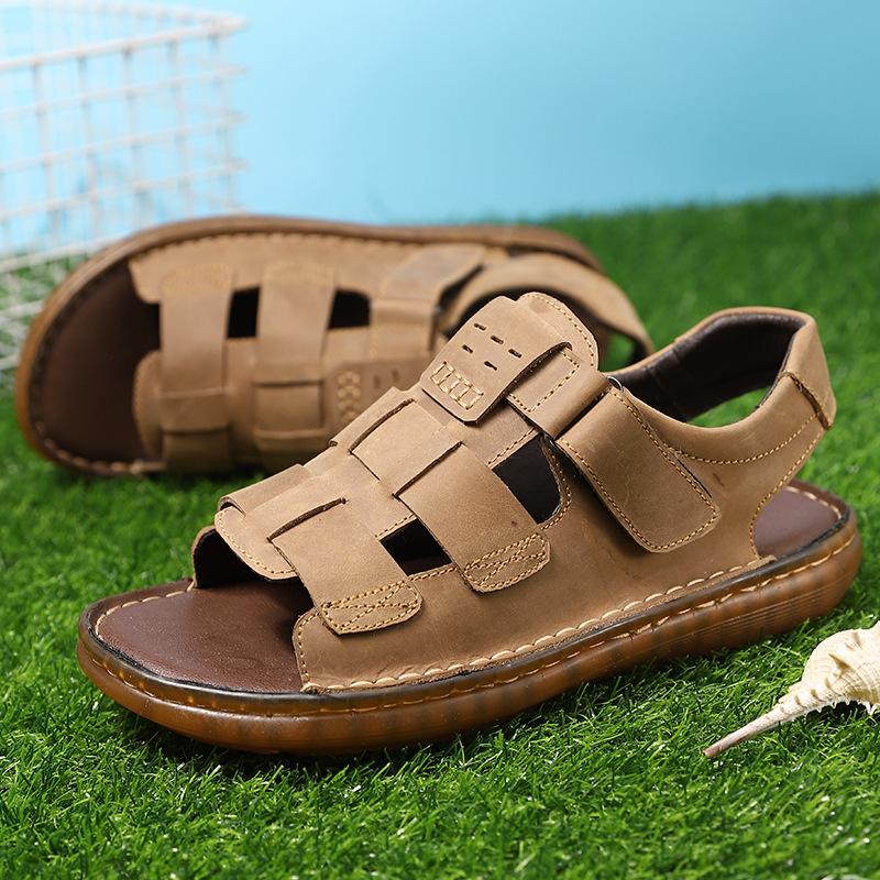 

Directly from the manufacturer, large size sandals men s summer 2021 new casual men s shoes microfiber leather Roman men s breathable shoes 46 коричневый