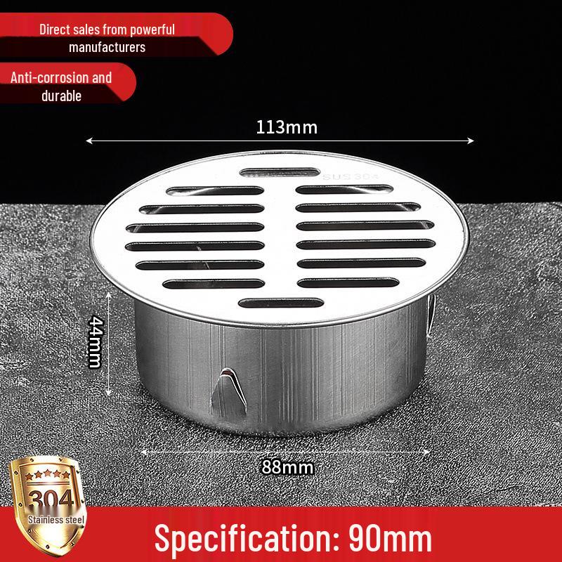 Non-Clogging Stainless Steel Floor Drain with Large Capacity & Direct PVC Insertion for Outdoor Use