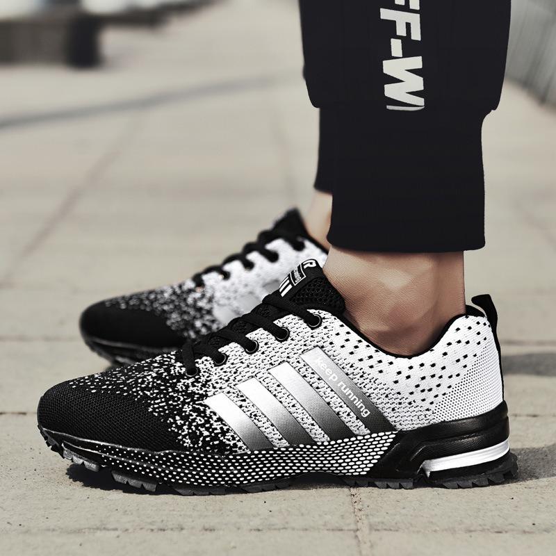 2 Summer New Couple Sports Trendy Shoes Fly-woven Mesh Men's Running Breathable Large-size Men's Shoes
