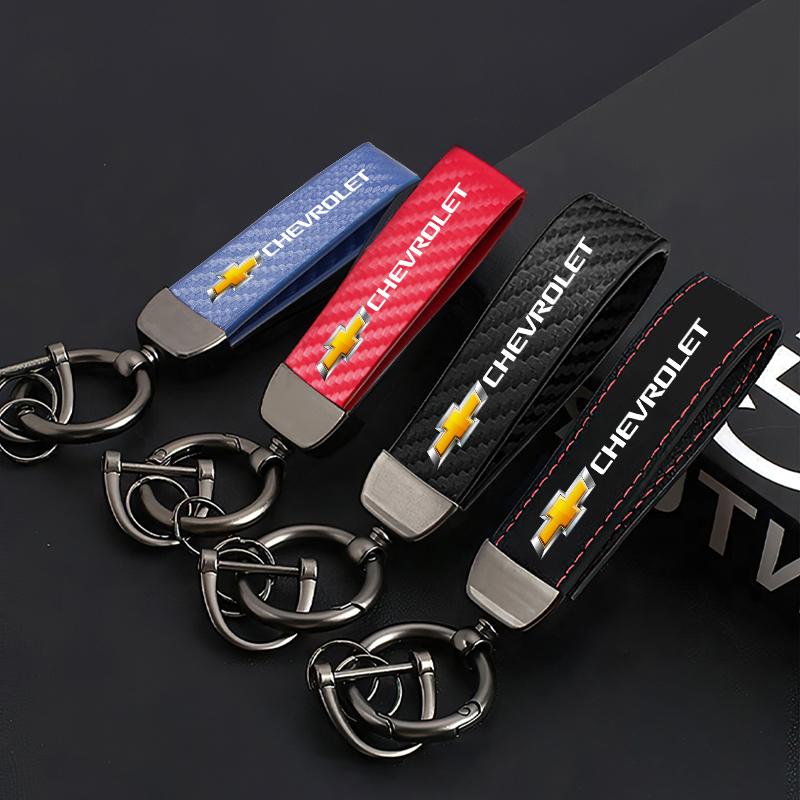 vkcy2 Car Key Ring Pendant Suede Keyring Carbon Leather Keychain For Chevrolet Spark Captiva Cruze Malibu Equinox Trax Camaro Blazer