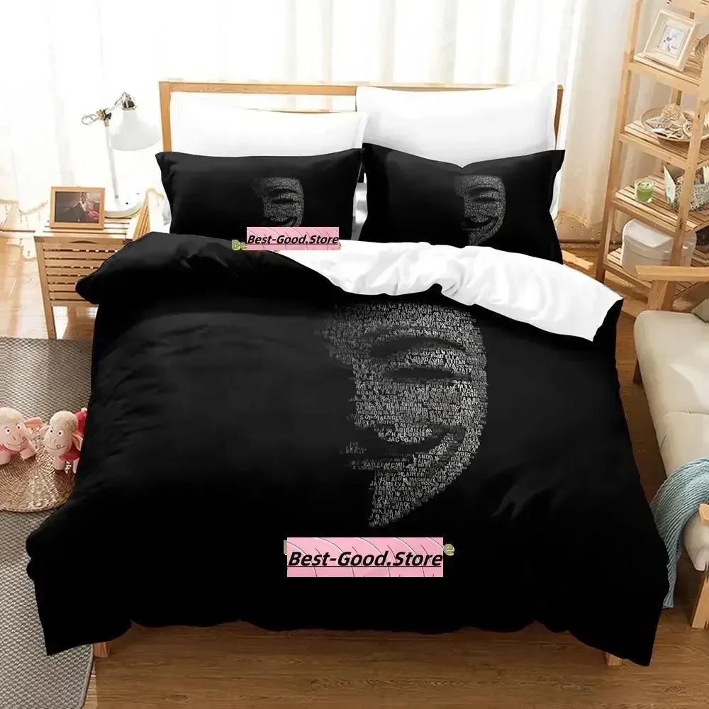New Personality Technology Anonymous Bedding Set Single Twin Full Queen King Size Bed Set Adult Kid Bedroom Duvetcover Sets