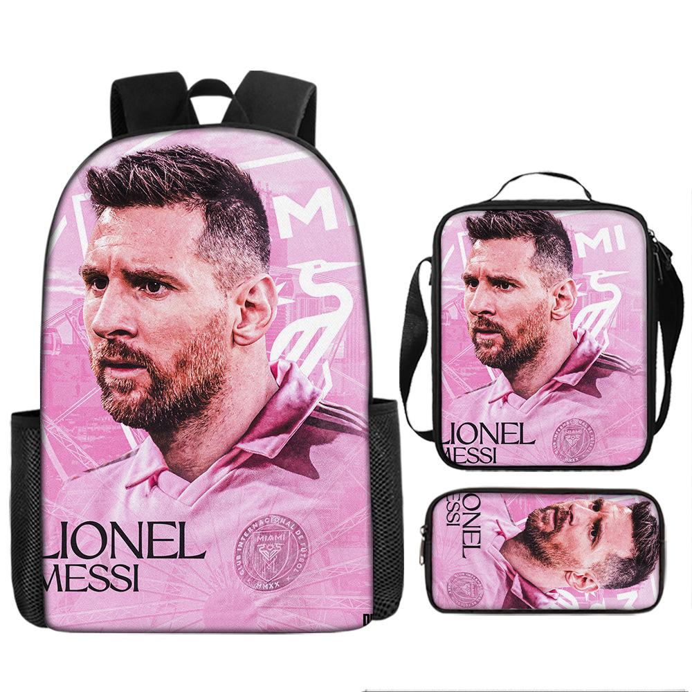 Football Schoolbag Three-Piece Backpack Pencil Bag Satchel Package Primary And Secondary School Students Schoolbag