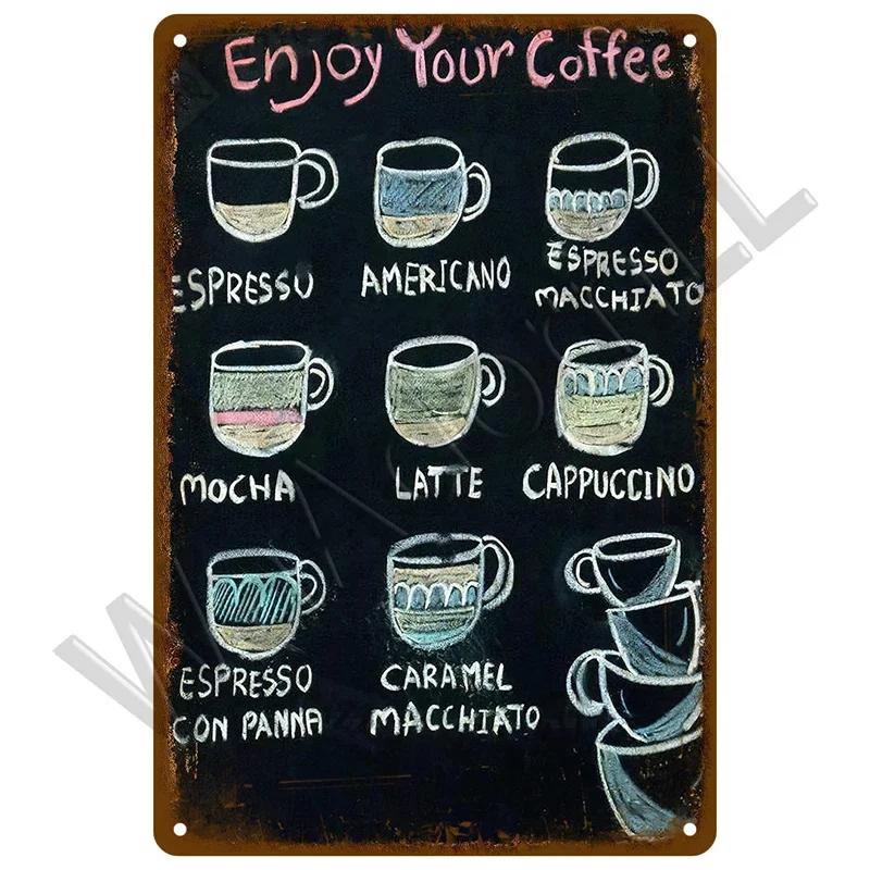 Vintage Plaque Metal Sign Plate Home Decor Tin Signs Coffee Retro Wall Art Posters For Kitchen Bar Iron Painting Decoration Cafe