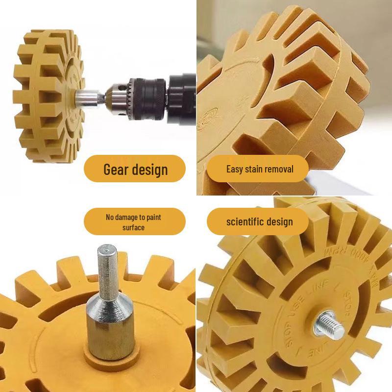 Pneumatic Deburring & Polishing Wheel - 3.5" & 4" Rubber Discs with Adhesive Sticker for Cars