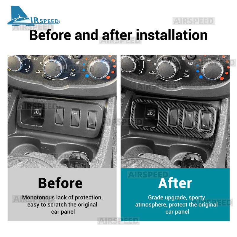 Real Soft Carbon Fiber Sticker LHD RHD For Dacia Duster 2014 2015 2016 2017 2018 Car Central Control Anti-slip Button Trim