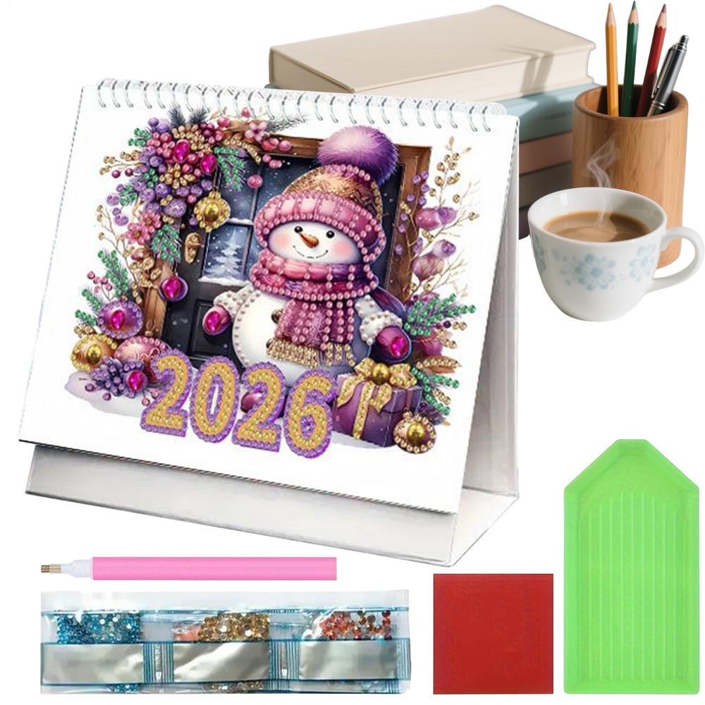 

Diamond Art Calendar 2026 Monthly Snowman Desk Decoration Christmas Gem Painting Calendar For Holiday Birthday Party Offices