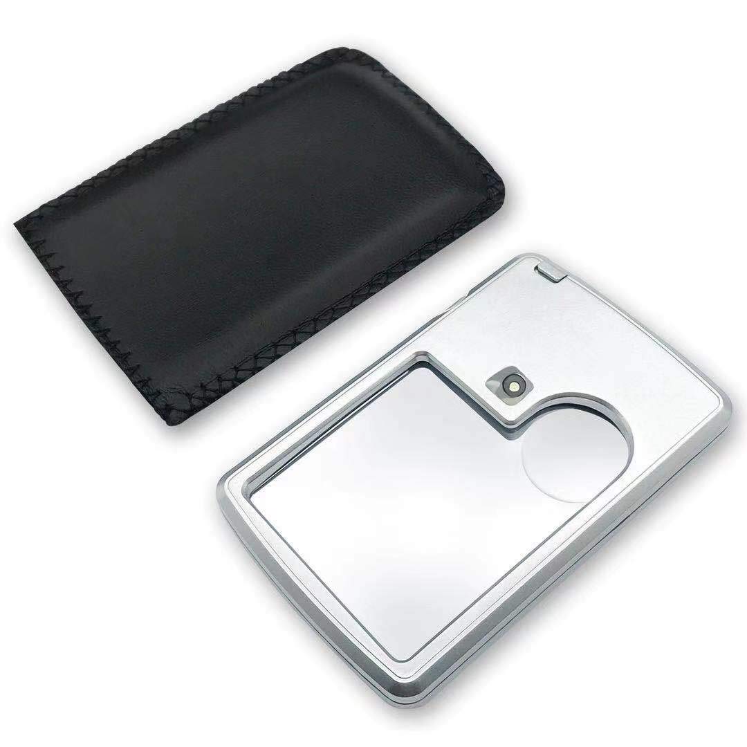 

3X 6X Mini Pocket Magnifying Glass with LED Light Illuminated Magnifier Jewelry Loupe Square Lens For Jewelers Seniors Reading чорний