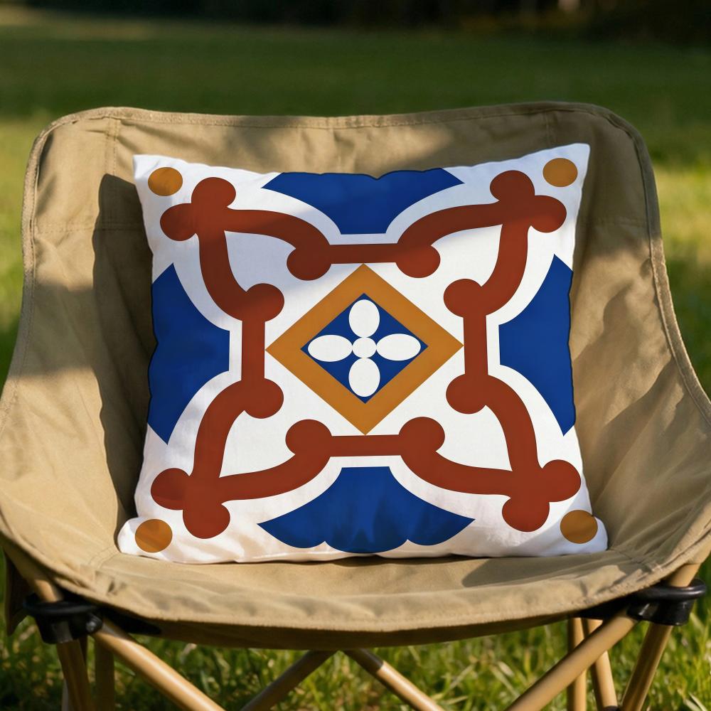 Exotic Portuguese Pattern Cushion Cover Soft Reversible Durable Pillow Cover MultiScene Use for Home Car Daily Comfort