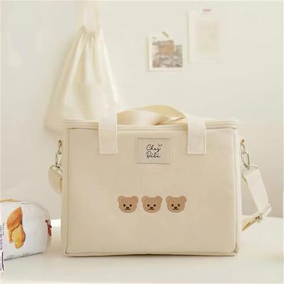 Ins Bär Lunchtasche Canvas Große Kapazität Isolierung Handtaschen Multifunktionale Thermische Frühstücksbox Tragbar Picknick Reise
