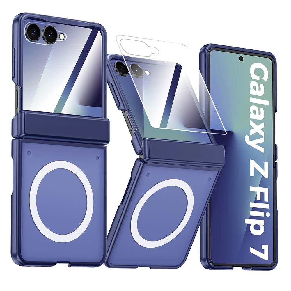 Pouzdro Samsung Z Flip7 s magnetickým kroužkem na pantu a integrovanou ochranou obrazovky