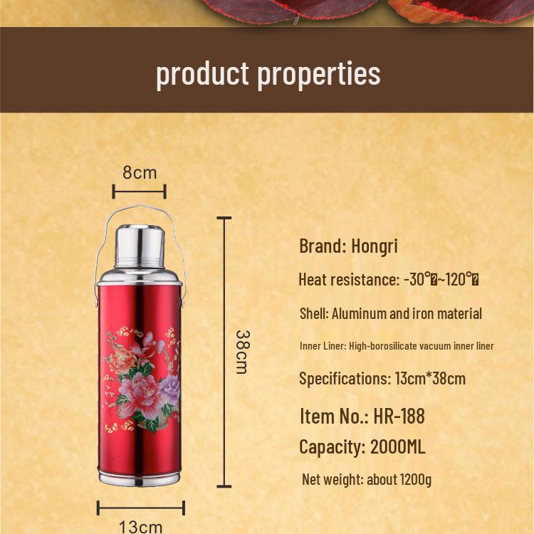 Vintage Chinese-Style Hot Water Bottle: Classic Handheld Thermos for Home & Wedding