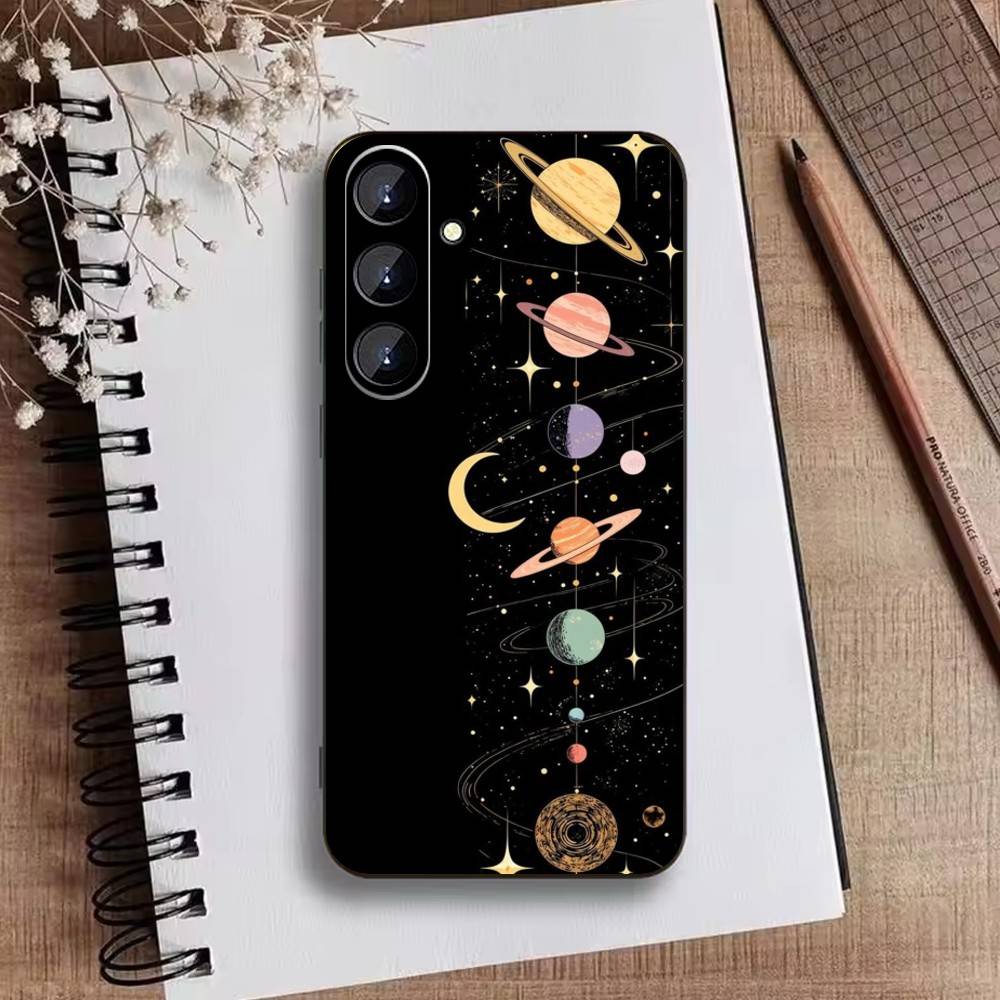 Starry Night Whimsical Landscape Phone Case For Samsung Galaxy A73,21,22,32,71,53,52,51,80,5G Soft Black Cover