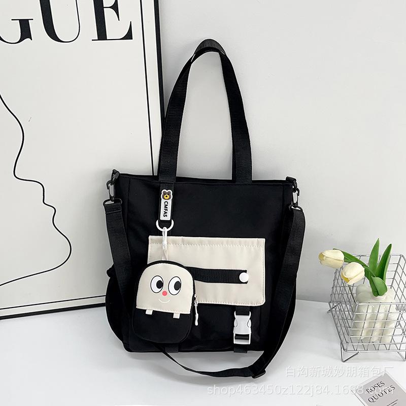 Canvas bag niche design student tote bag junior high school student tutoring class messenger bag large capacity women's shoulder bag