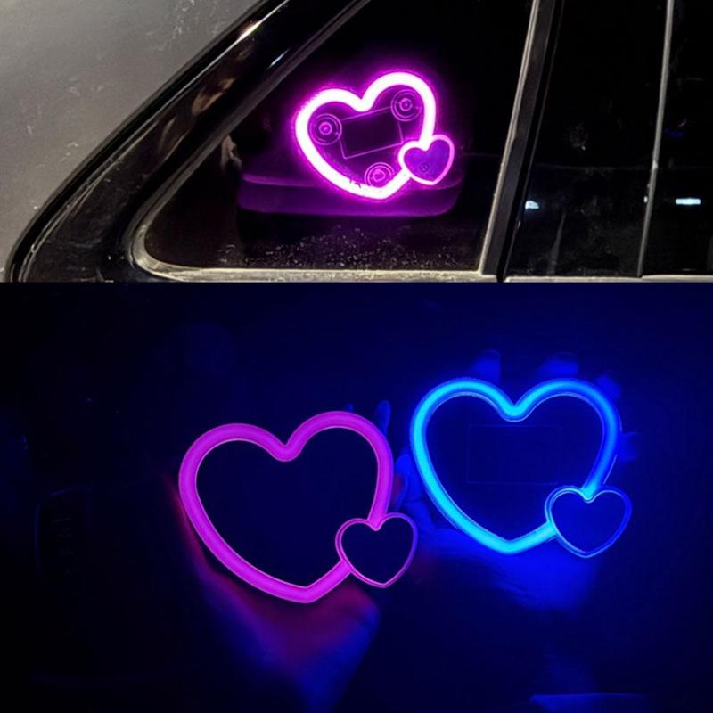 Solar Powered Heart Shaped Neon Light Car Atmosphere 4 Car Lamp Modes Accessory Ambient With Decoration Light Z5n1