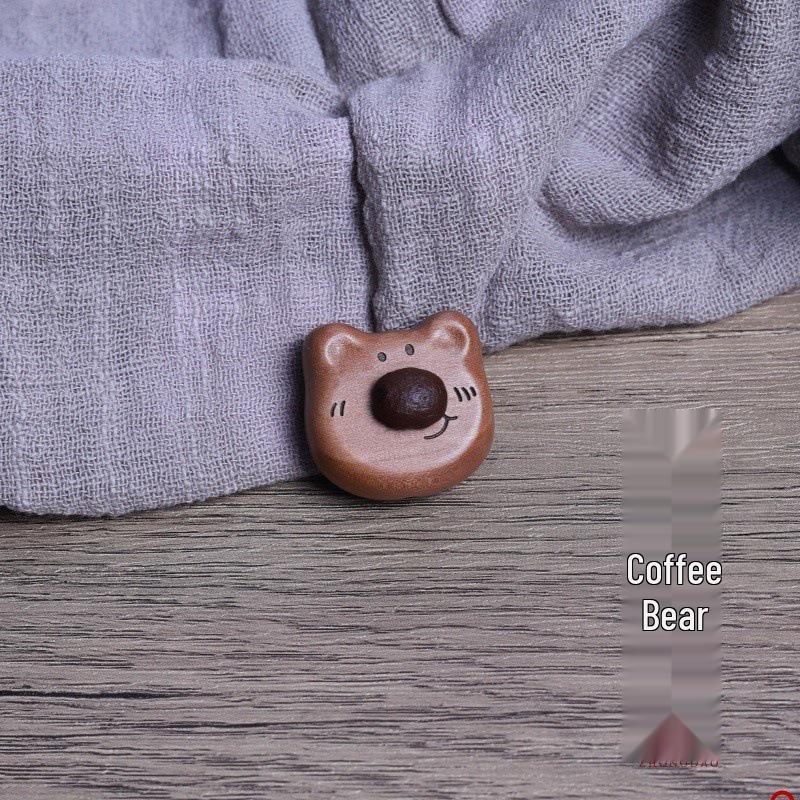 

Peach Wood Animal Bead Pendants: Creative DIY Coffee Bean Ornaments featuring Bear, Kitten, Dog, and Pig Designs.