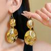 Exaggerated Wrinkle Metal Earrings for Women Hyperbole Retro Irregular Geometric Large Necklace Korean New Hiphop Jewelry Set
