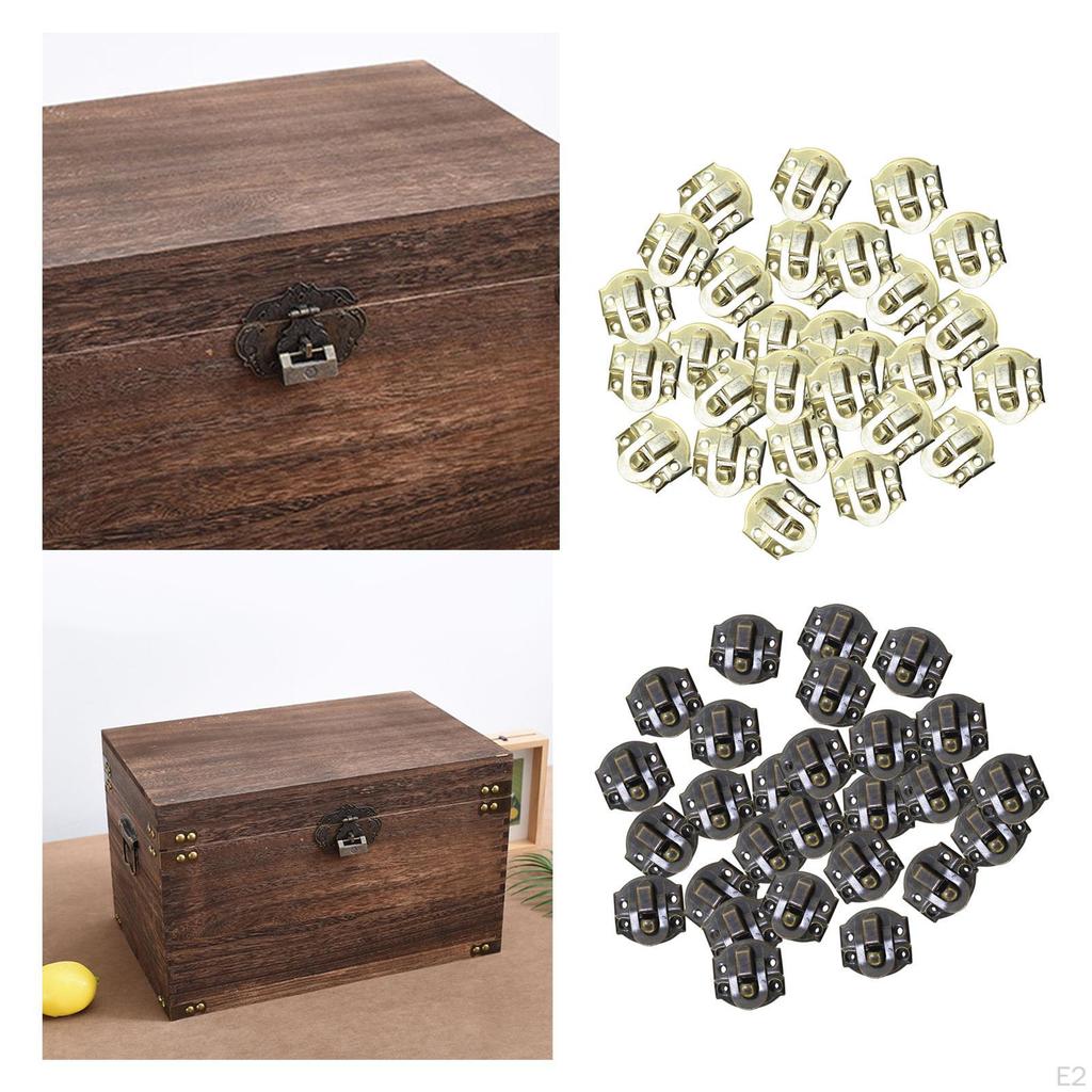 50Pcs Durtable Wooden Box latches, Hasp Locks Hardware Decoration Buckles for Trinket Box, Cabinet,