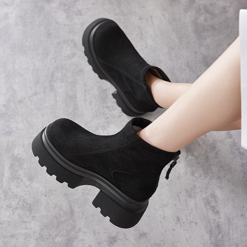 Thick-soled Snow Boots Women's Winter 2025 New Velvet Thickened Outer Wear Warm and Heightened Versatile Short Martin Boots