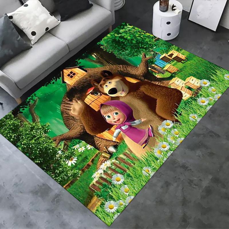 Masha&Bear Carpet Rug for Living Room Bedroom Home Sofa Decoration,Kids Play Non-slip Floor Mat
