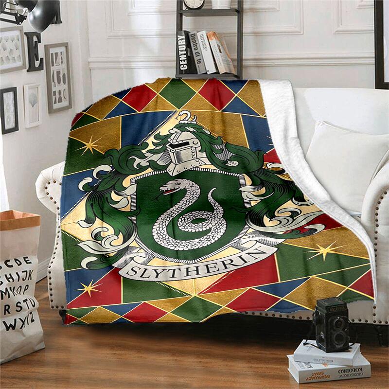 1pc Slytherin Crest Cartoon Blanket,Portable Throw for Travel & Camping, All Season Cozy Blanket,Ideal Gift