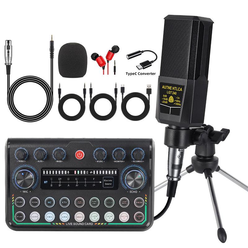 F998 Type-C Sound Card & Microphone Set for Live Broadcasts and Podcasts