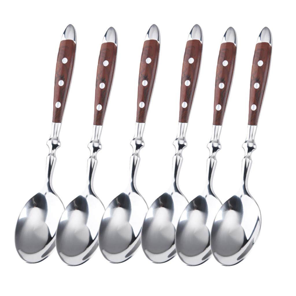 6piece stainless steel handle kitchen knife set suitable for home kitchen and dining room including steak knife forks and spoons